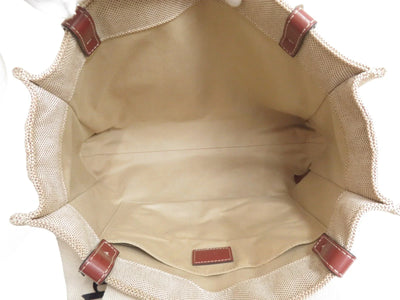 $1250 CHLOE Woody Medium Canvas Leather Tote Shoulder Bag