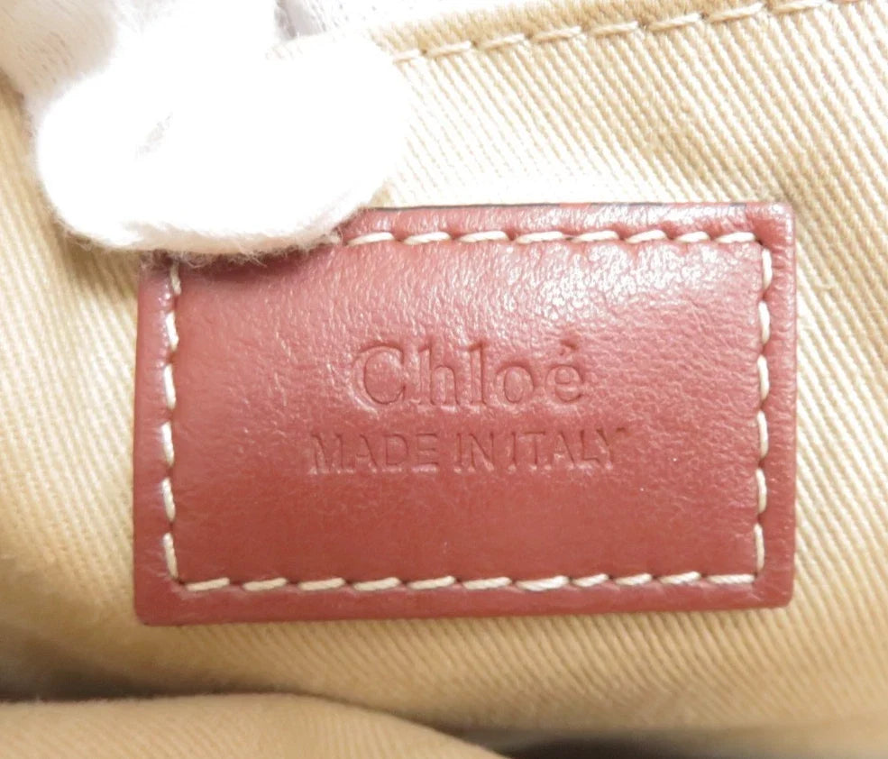 $1250 CHLOE Woody Medium Canvas Leather Tote Shoulder Bag