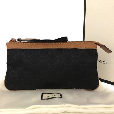 $590 GUCCI GG Logo Canvas Cosmetic Pouch Bag Navy blue