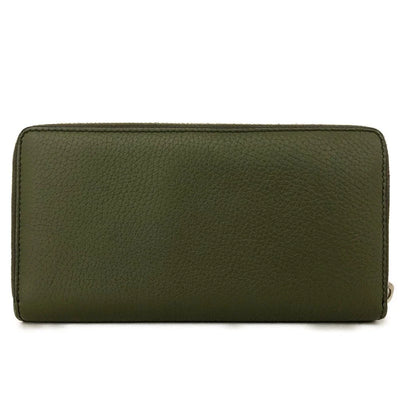 $830 GUCCI Logo Leather Zip Around Long Wallet Green LOGO