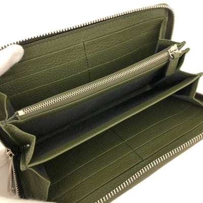 $830 GUCCI Logo Leather Zip Around Long Wallet Green LOGO