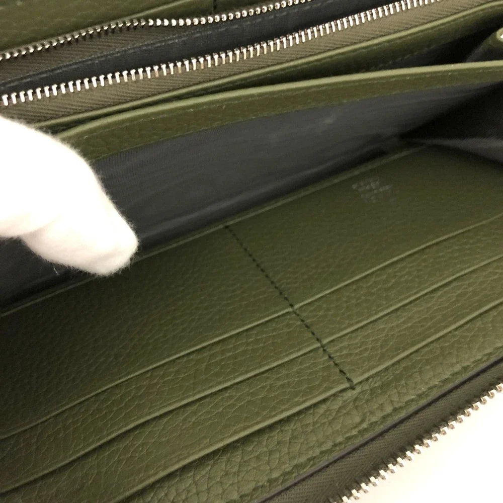 $830 GUCCI Logo Leather Zip Around Long Wallet Green LOGO