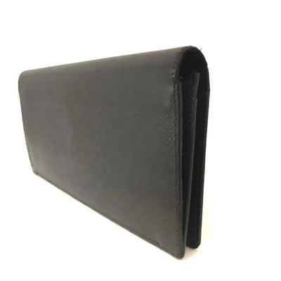 $750 PRADA Logo Saffiano Leather Long Bifold Wallet Purse Black