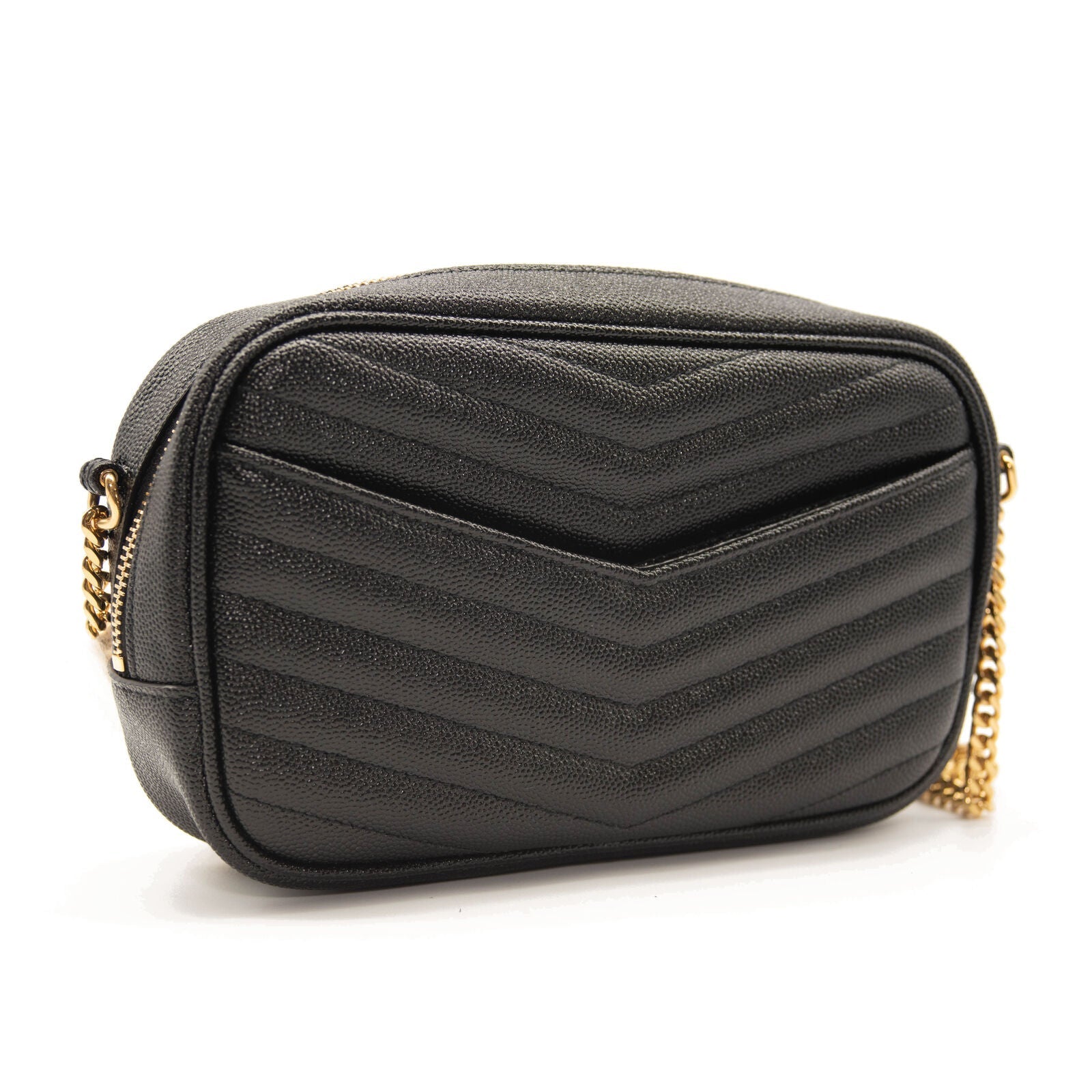 Saint Laurent Grain De Poudre Matelasse Monogram Mini Lou Camera Bag Black