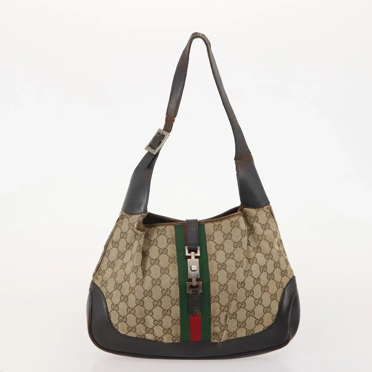 GIVEAWAY BAG Gucci Jackie GG Canvas Shoulder Bag with Web Stripe GIVEAWAY BAG
