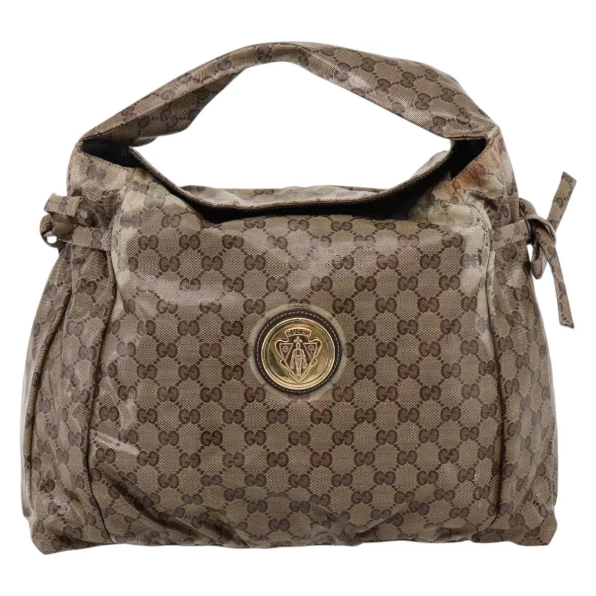 $750 Gucci Hysteria Fold Over Hobo GG Coated Canvas Medium