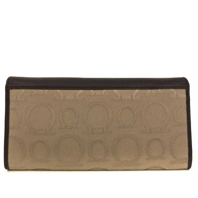 Salvatore Ferragamo Gancini Canvas Leather Long Bifold Wallet