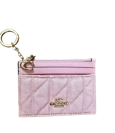 $95 COACH Mini Skinny ID Case In Loved Denim With Quilting And Charm COSIGNMENT