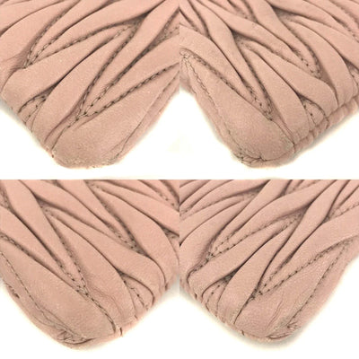 $508 MIU MIU Logo Gather Leather Cosmetic Pouch Bag Pink