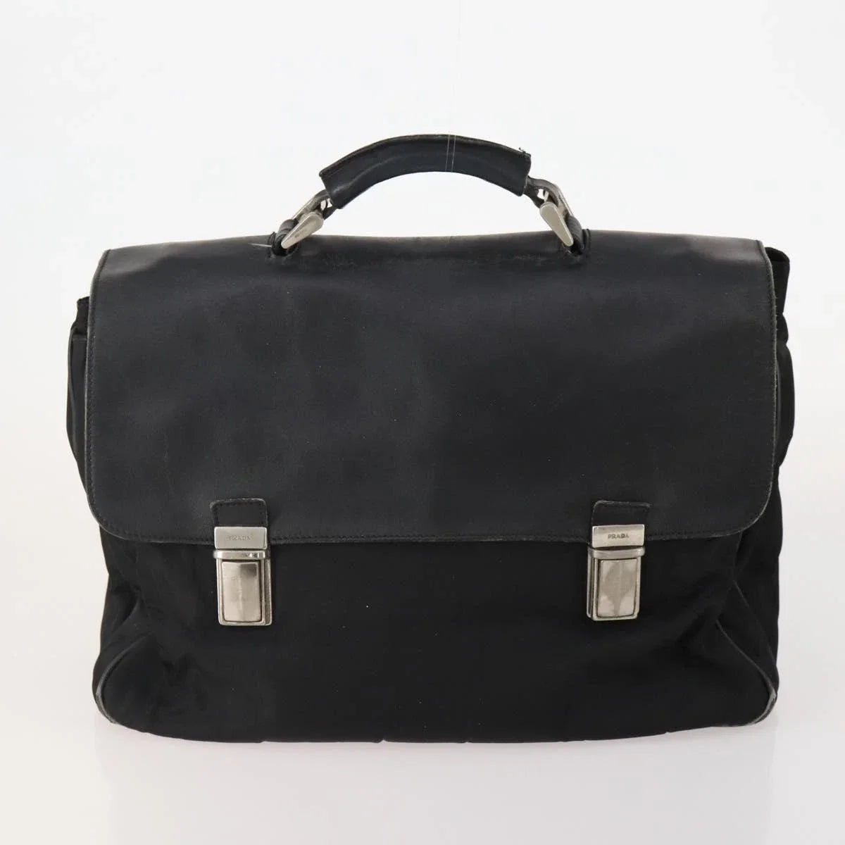$1600 Vintage Prada Tessuto Nylon Briefcase Black