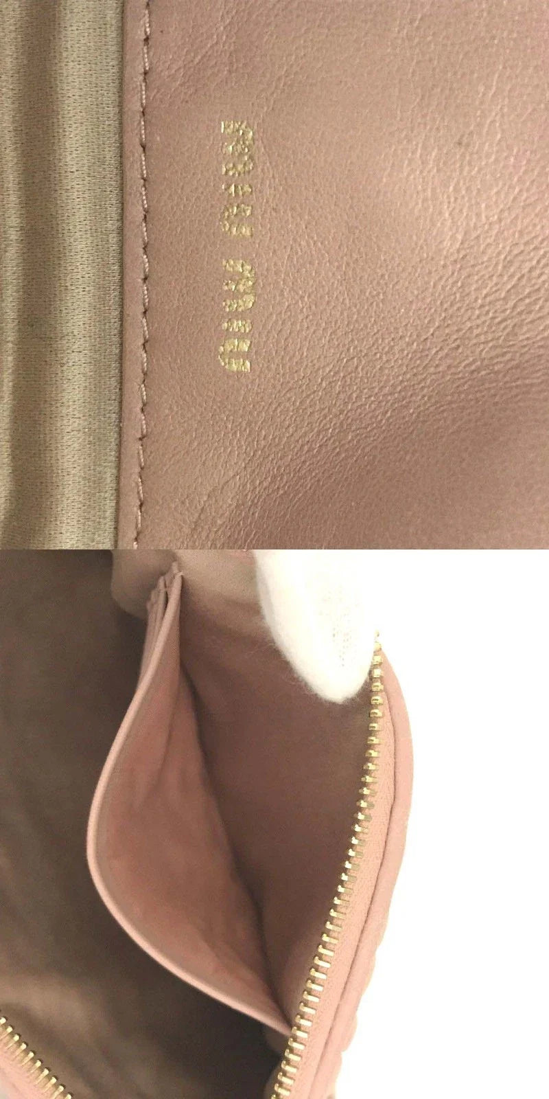 $508 MIU MIU Logo Gather Leather Cosmetic Pouch Bag Pink