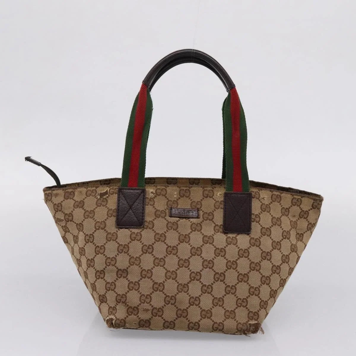 $850 Gucci Beige/Ebony GG Canvas Small Tote Bag