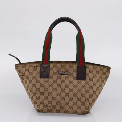 $850 Gucci Beige/Ebony GG Canvas Small Tote Bag