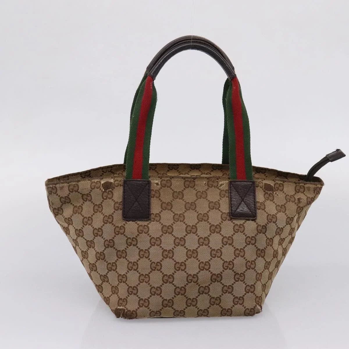 $850 Gucci Beige/Ebony GG Canvas Small Tote Bag