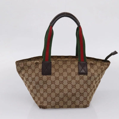 $850 Gucci Beige/Ebony GG Canvas Small Tote Bag