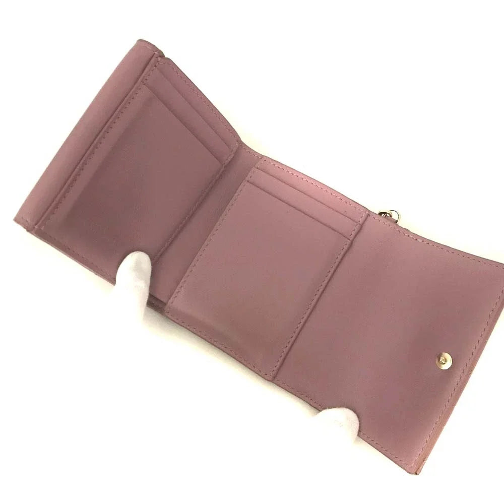 $710 Christian Dior Cannage Patent Leather Trifold Wallet Pink