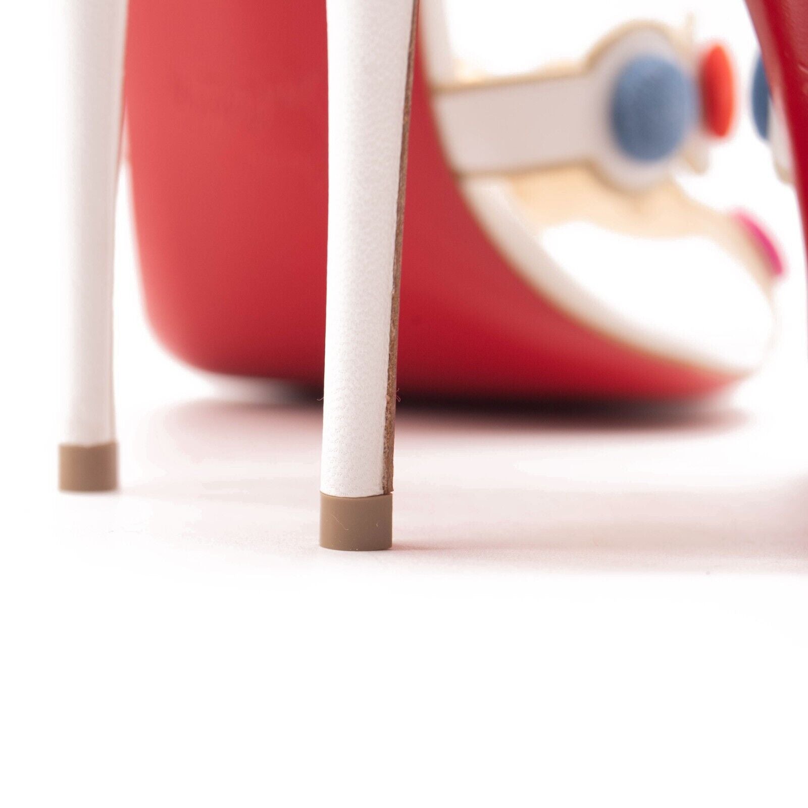 NEW Christian Louboutin White Smartissima 100 Suede-trimmed Leather Sandals