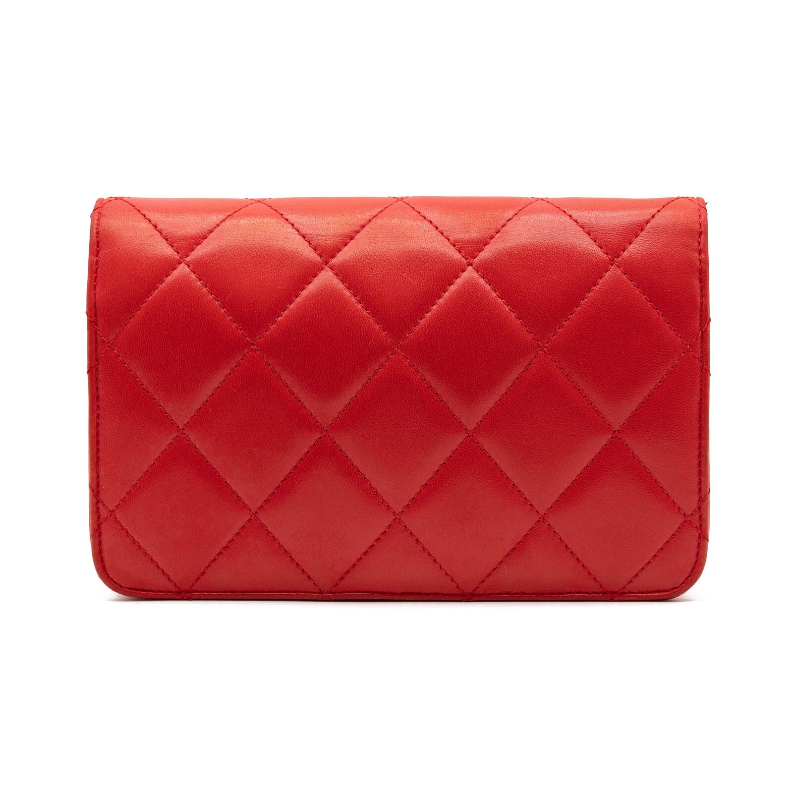 Chanel Lambskin Quilted Golden Class Wallet on Chain woc Red