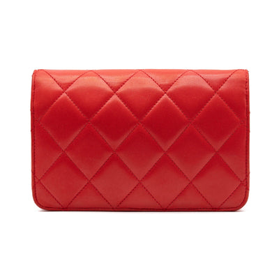 Chanel Lambskin Quilted Golden Class Wallet on Chain woc Red