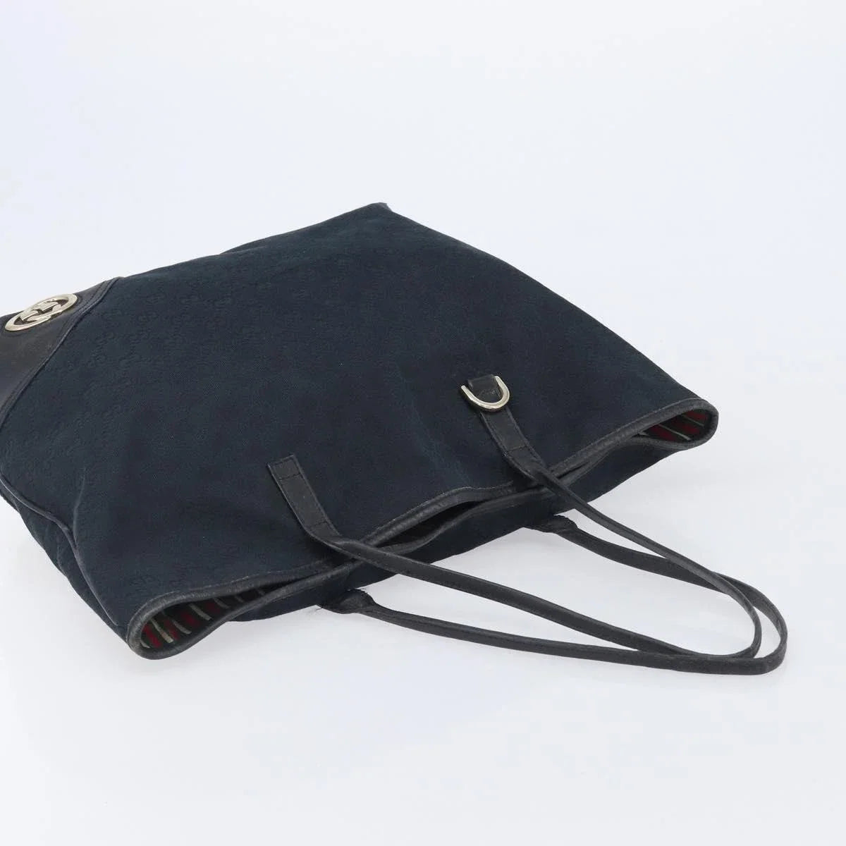 $950 Gucci GG Canvas Abbey Black Tote