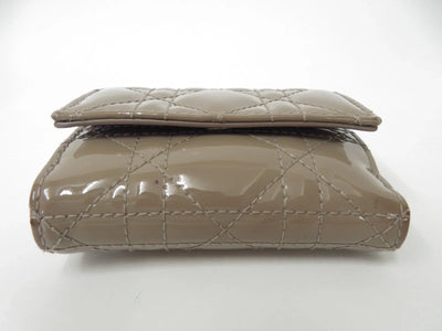 Christian DIOR Cannage Patent Leather Trifold Compact Wallet