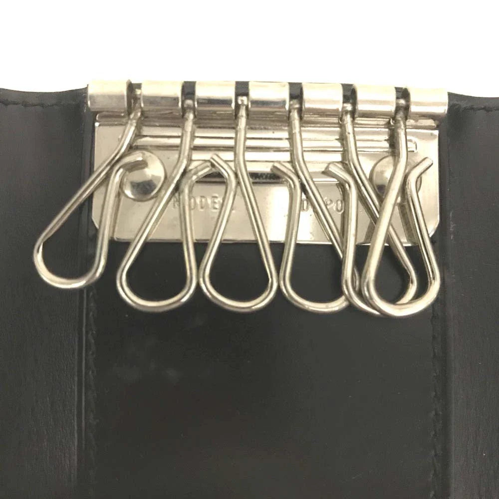 Salvatore Ferragamo Gancini Leather 6 Ring Key Case Black