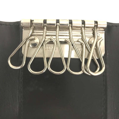 Salvatore Ferragamo Gancini Leather 6 Ring Key Case Black