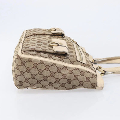 $1050 Gucci Beige/White GG Canvas Abbey Pocket Tote Bag