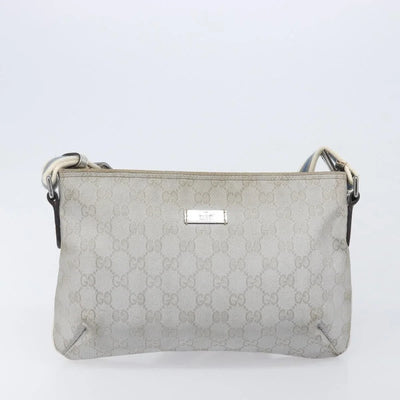 $950 Gucci Crystal Canvas Messenger Bag Silver Metallic