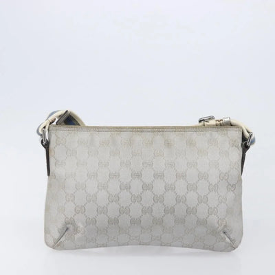 $950 Gucci Crystal Canvas Messenger Bag Silver Metallic