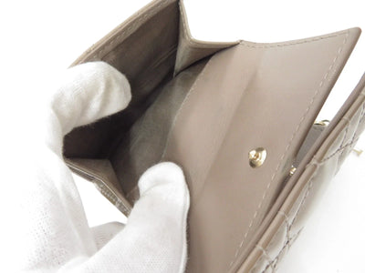 Christian DIOR Cannage Patent Leather Trifold Compact Wallet