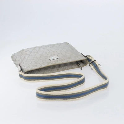 $950 Gucci Crystal Canvas Messenger Bag Silver Metallic