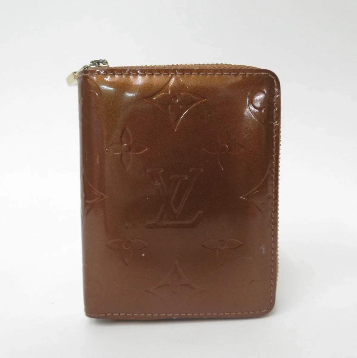$490 LOUIS VUITTON Monogram Vernis Bloom Compact Zippy Zip Coin Wallet BJ0013