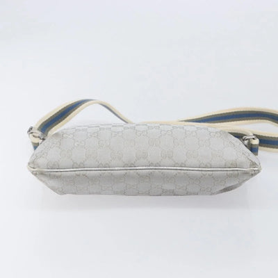 $950 Gucci Crystal Canvas Messenger Bag Silver Metallic