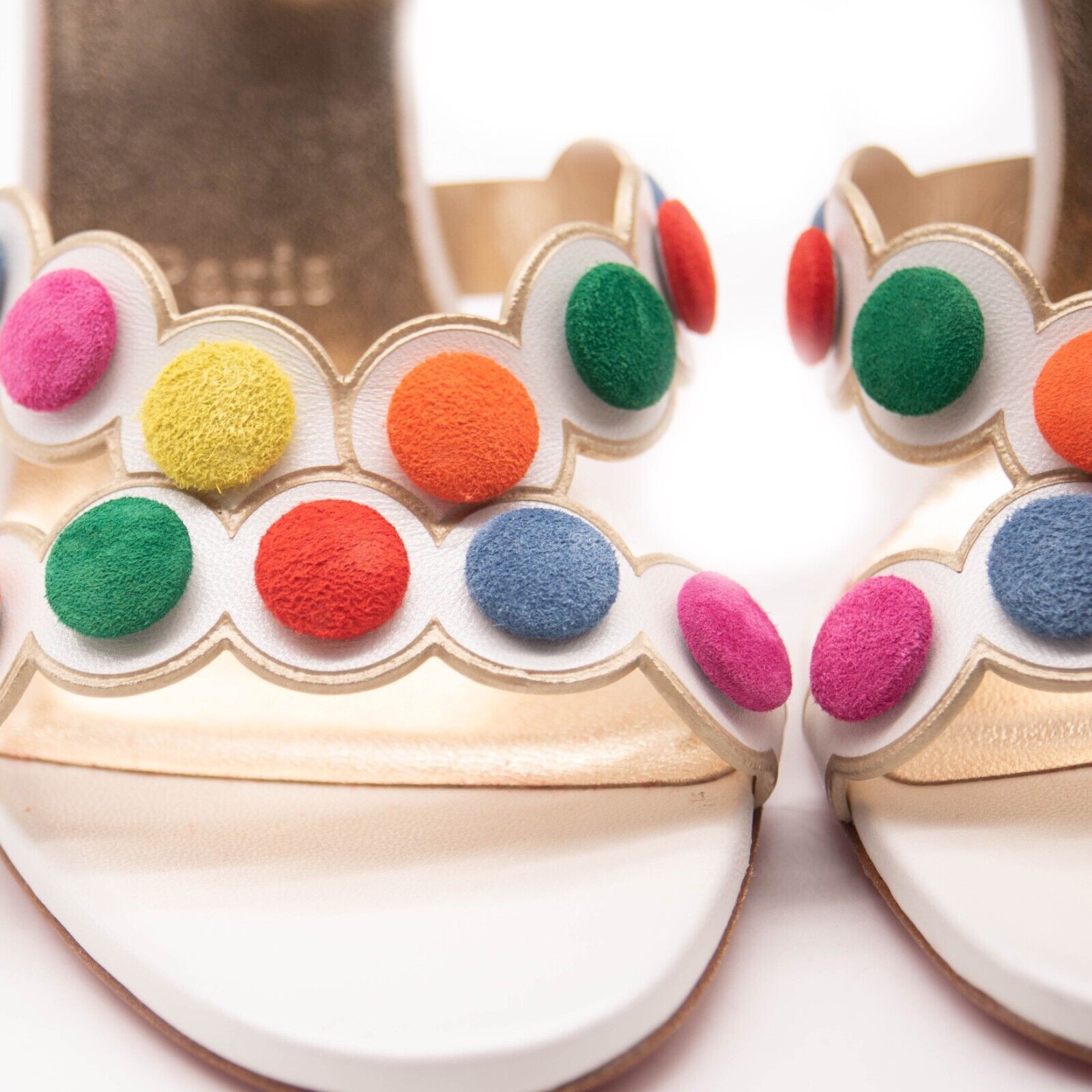 NEW Christian Louboutin White Smartissima 100 Suede-trimmed Leather Sandals