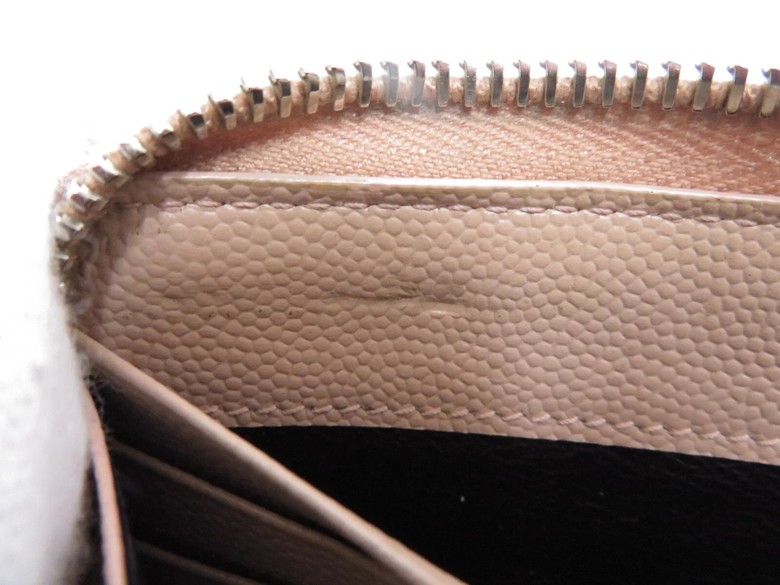 YSL Saint Laurent Leather V stitch Zip Around Long Wallet