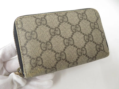 GUCCI GG Supreme PVC Zip Around Compact Zippy Wallet