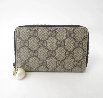 GUCCI GG Supreme PVC Zip Around Compact Zippy Wallet