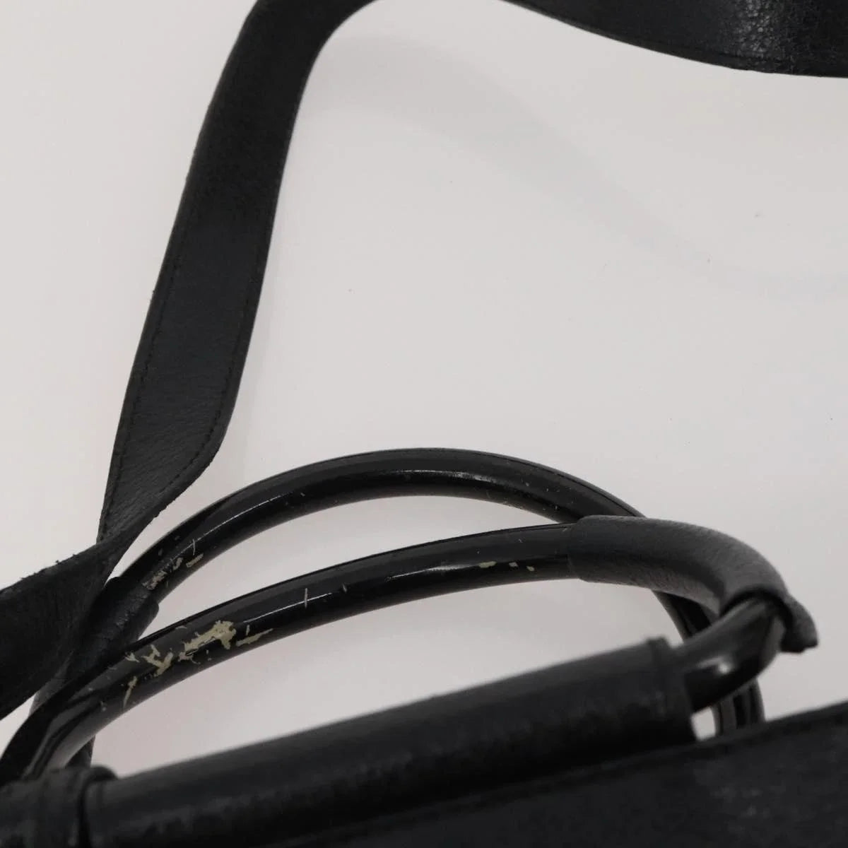 GUCCI Leather Tote Bag Black Medium Bamboo