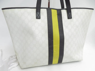 $1190 Gucci Supreme Web Tote with Vintage Gucci Logo - Oatmeal and Neon