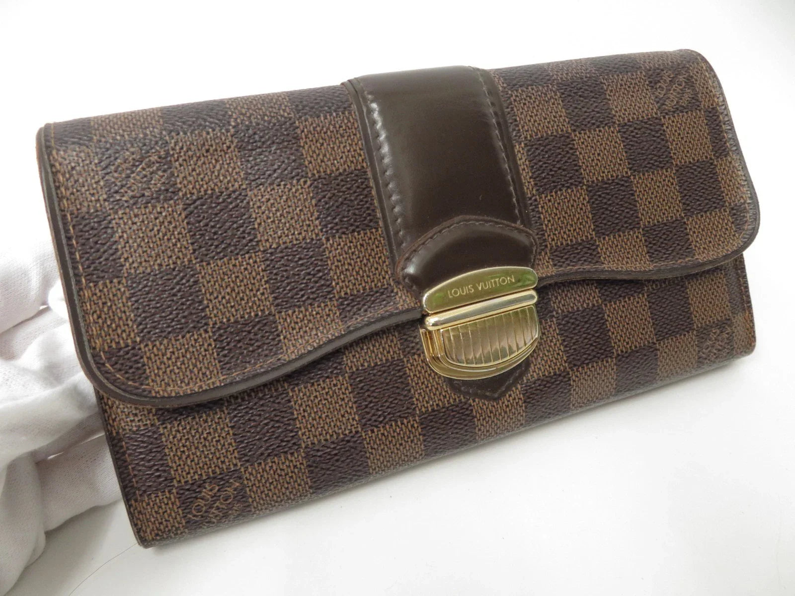 LOUIS VUITTON Damier Ebene Sistina Long Wallet CA2150