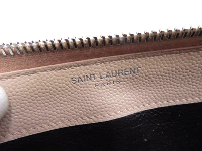 YSL Saint Laurent Leather V stitch Zip Around Long Wallet