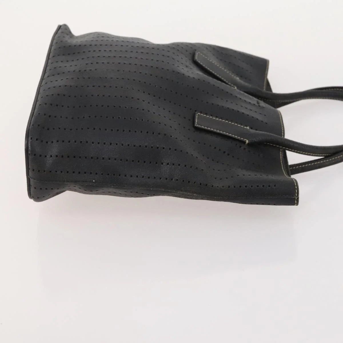 $1200 Prada Perforated Leather Tote Vintage Black