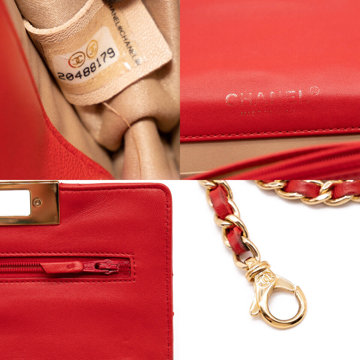 Chanel Lambskin Quilted Golden Class Wallet on Chain woc Red