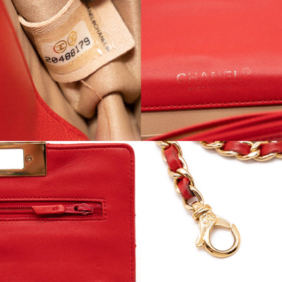 Chanel Lambskin Quilted Golden Class Wallet on Chain woc Red