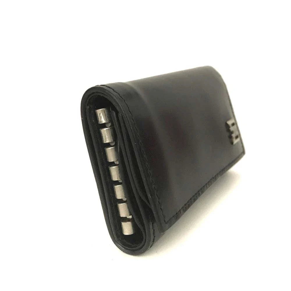 Salvatore Ferragamo Gancini Leather 6 Ring Key Case Black