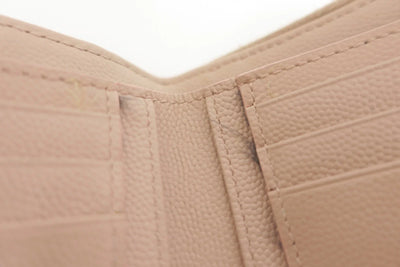 YSL Saint Laurent Leather V stitch Zip Around Compact Wallet