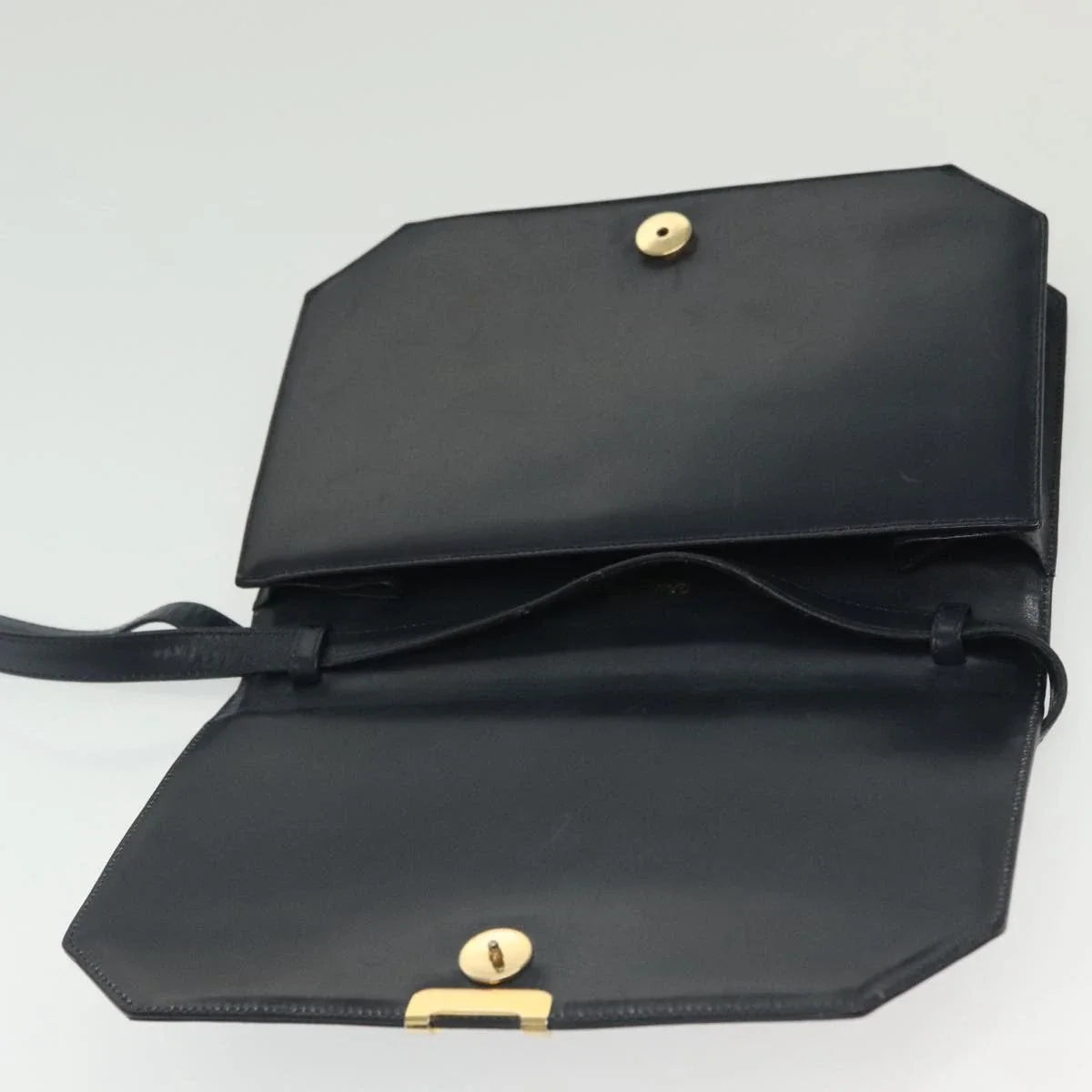 $1200 Salvatore Ferragamo Navy Leather Crossbody Flap Messenger Bag Gold Hardware