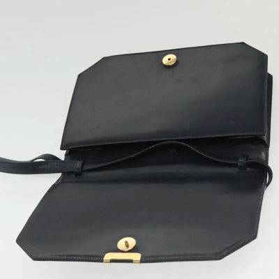 $1200 Salvatore Ferragamo Navy Leather Crossbody Flap Messenger Bag Gold Hardware