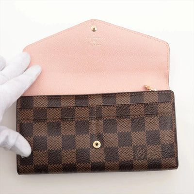 Louis Vuitton Damier Portefeuille Sarah N60114 Rose Ballerine Long Wallet